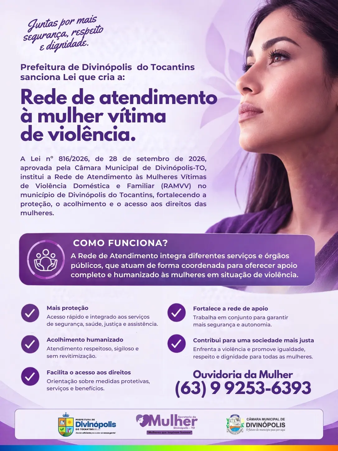 Mais proteção, acolhimento e dignidade para as mulheres de Divinópolis-TO